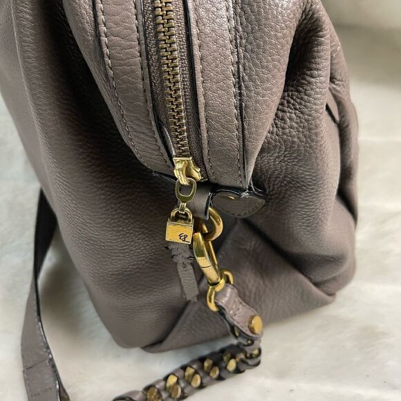 Elliott Lucca leather gray Satchel/shoulder bag with antique gold tone hardwares - Picture 2 of 15